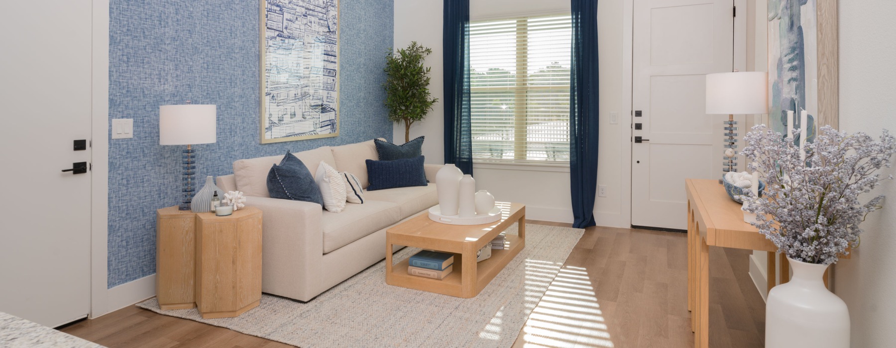 living room with spacious areas, ample space for seating and easy connection to kitchen